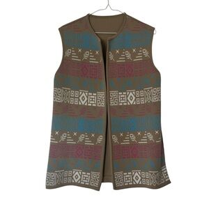 Vintage Union Made Southwest Tapestry Vest Medium Geometric Open Front